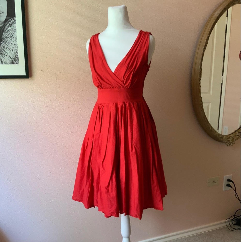 2000s Cherry Red Coquette Twee Flowy‎ Dress